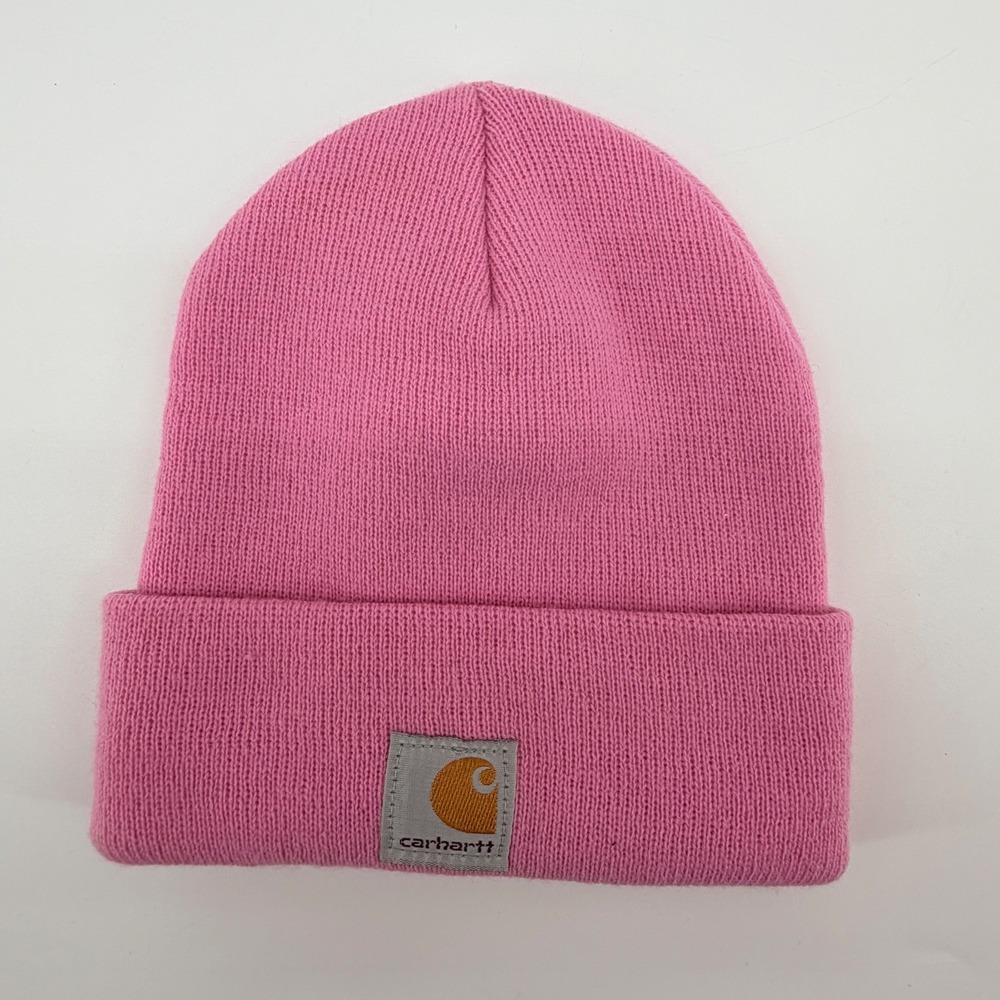 Carhartt Beanie Youth OSFM Pink Ribbed Knit Watch Hat Patch Logo